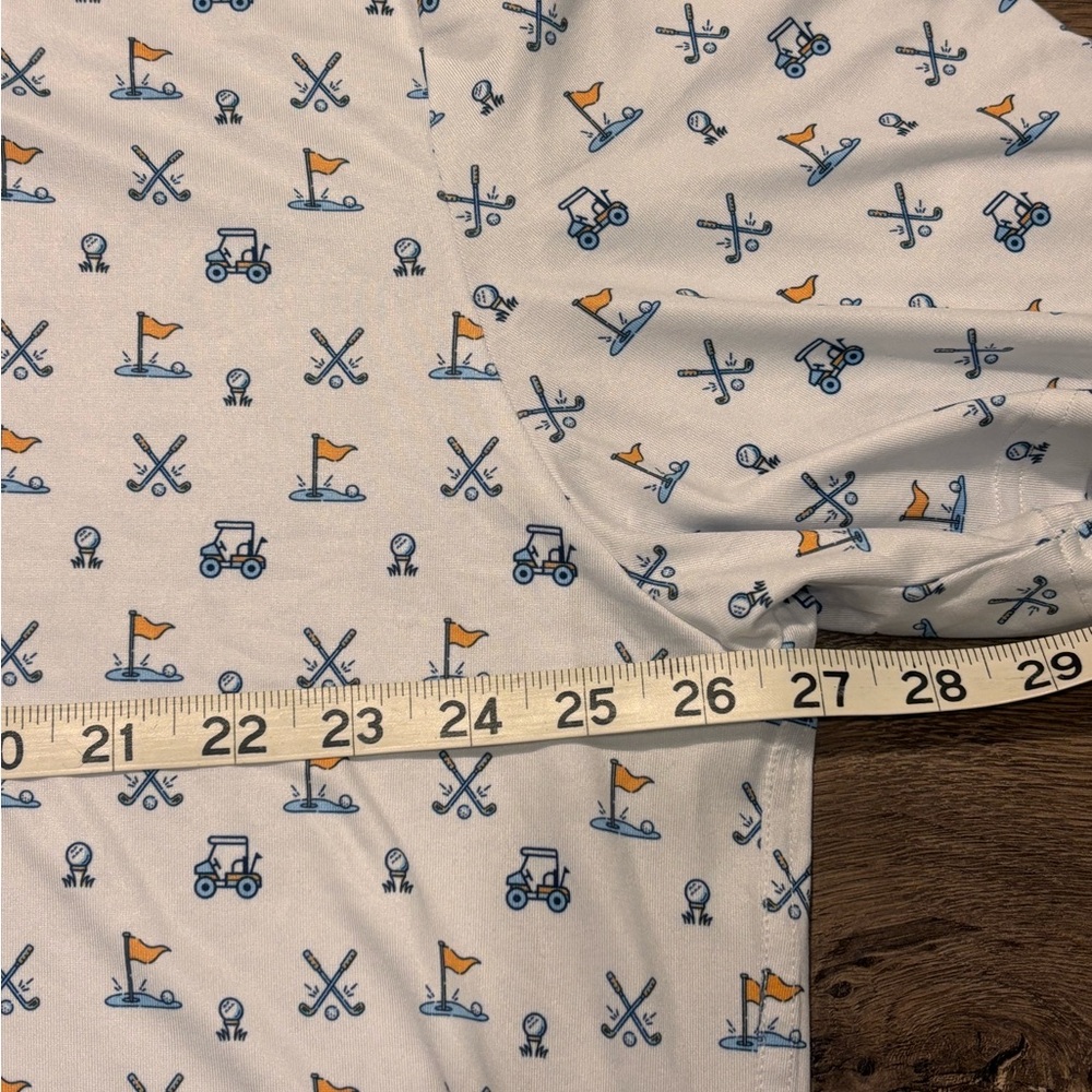 Burlebo Performance Polo Golf Shirt Men's 2XL White All Over Hole In One Print - Picture 2 of 10